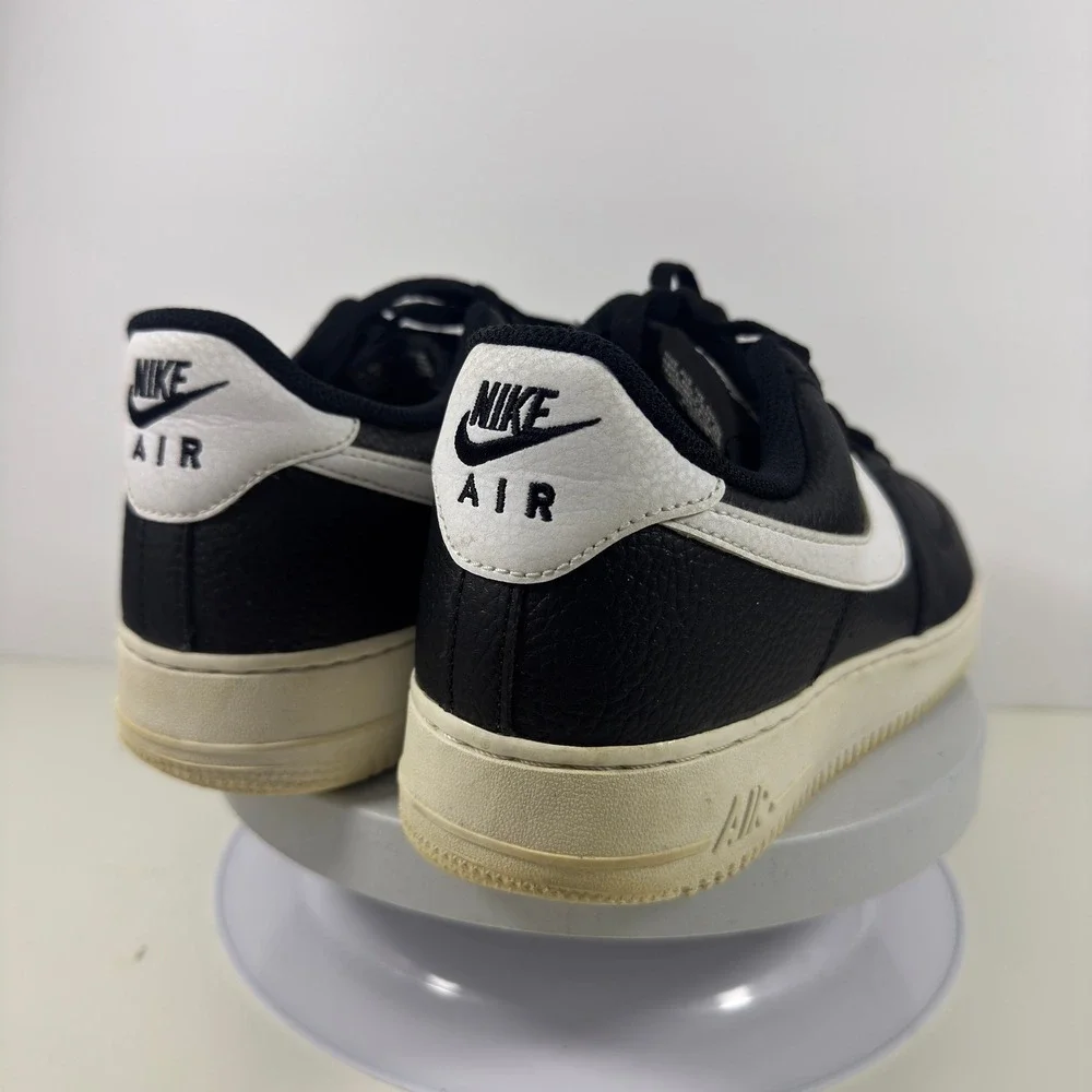 Nike Air‎ Force 1 Low Men Sneakers Black White Leather Casual Shoes Size 10
